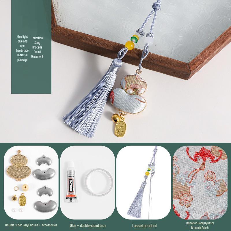 Handmade DIY Car Pendant Kit: Brocade Gourd Hanging Ornament Souvenir