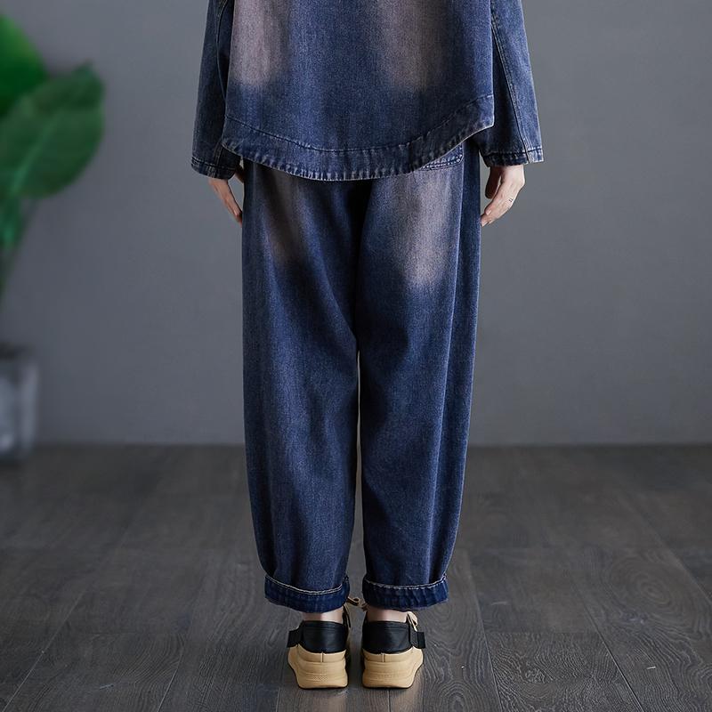 Dimanaf 2023 Plus Size Summer Fashion Long Pants Women Elastic Waist Loose Vintage Pockets Casual Basic Trousers Harem Pants