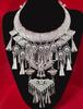 Miao Silver-Plated Gem Rhinestone Tassel Necklace for Hanfu Dance