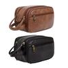 Faux Leather Toiletry Bag Large Water-resistant Bathroom Shaving Pouch Travel Grooming Organizer for Men Women
