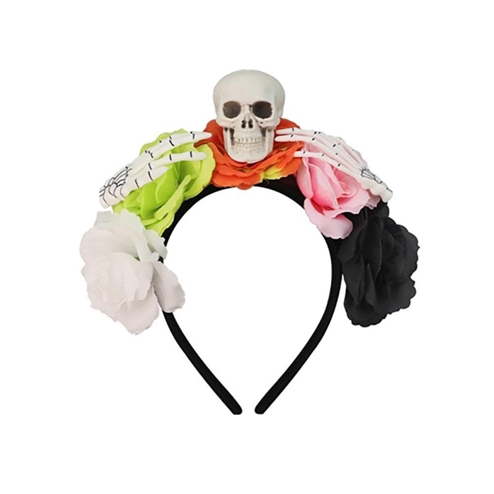Halloween Decor Skull Head Headband Simulation Flower Gothic Flower Hairband  Photography Props