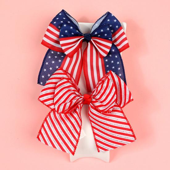 Patriotic Double-Layer Bow Hair Clip American Flag Patriotic Bows Independence Day Holiday Hair Accessory