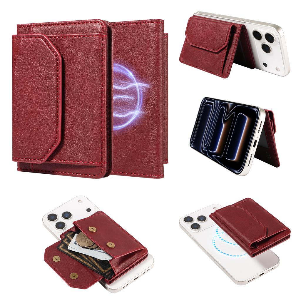Magnetic Detachable Phone Card Holder 4 Card Slots Anti Theft RFID Blocking Wallet Phone Stand Function