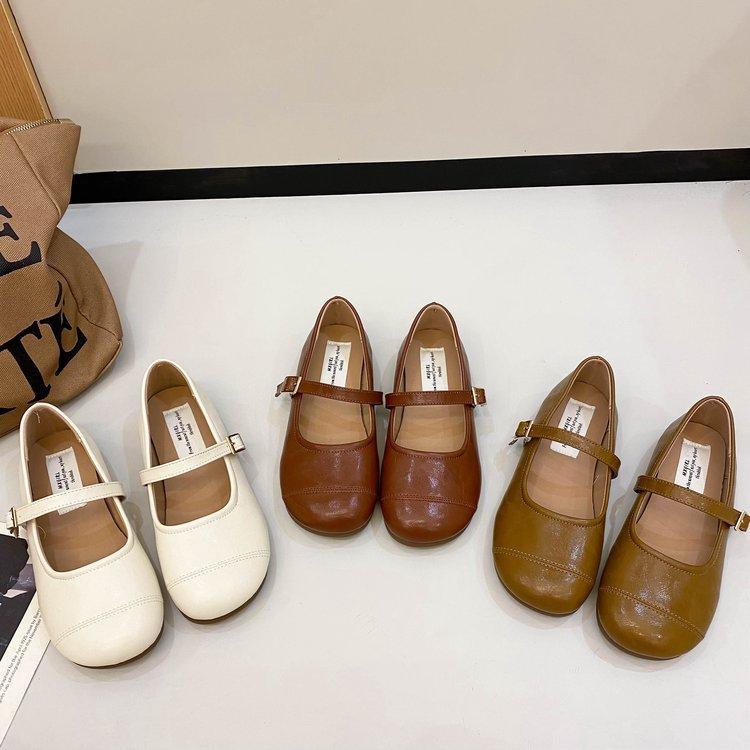 Weiß Runde Kopf Flache Flache Mund der Einzelnen Schuhe Weibliche Sommer Retro Weichen Boden Mary Jane Schuhe