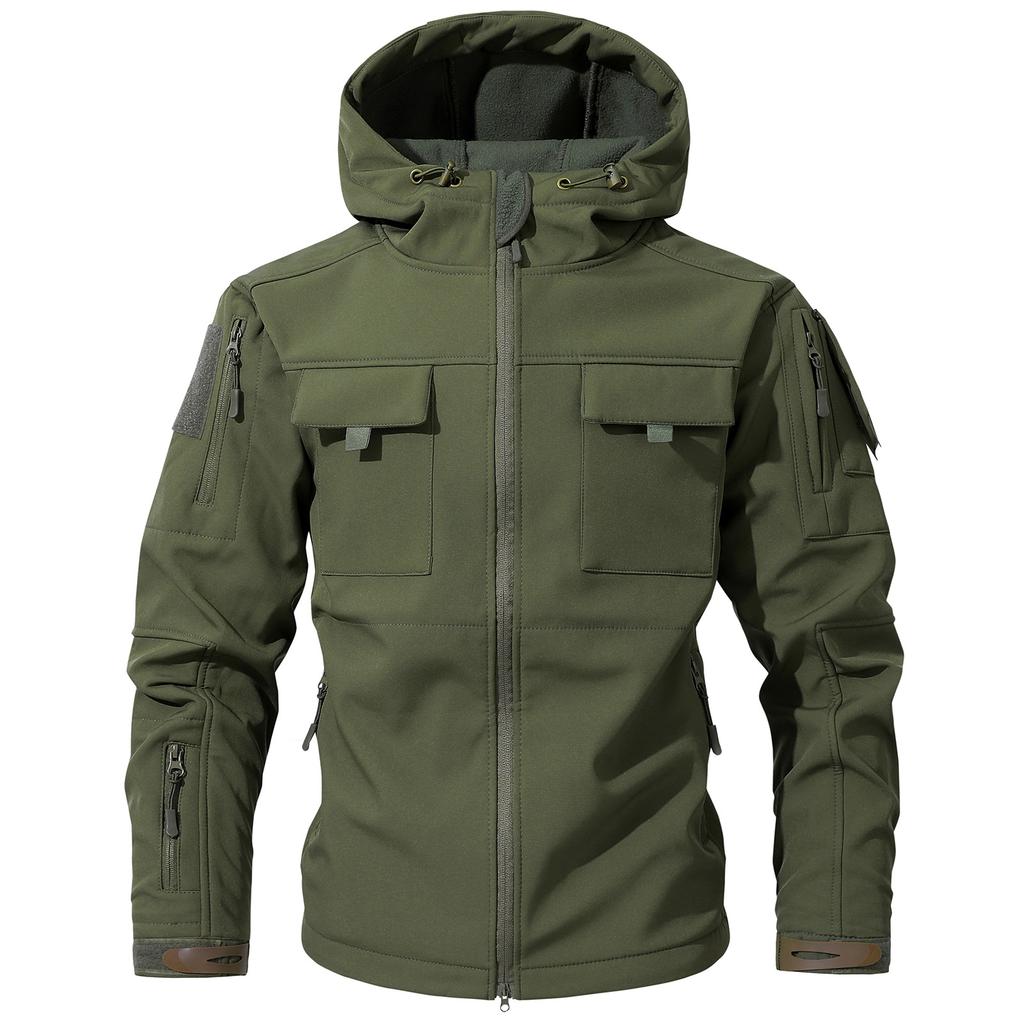 Men'S Loose Jacket Fashionable Multi Pocket Hooded Jacket