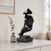 Abstract Faceless Figurine Sculpture, Modern Minimalist Silence Resin Statue, Luxury Black Gold Home Decor for Office Desk Living Room Bookshelf,
