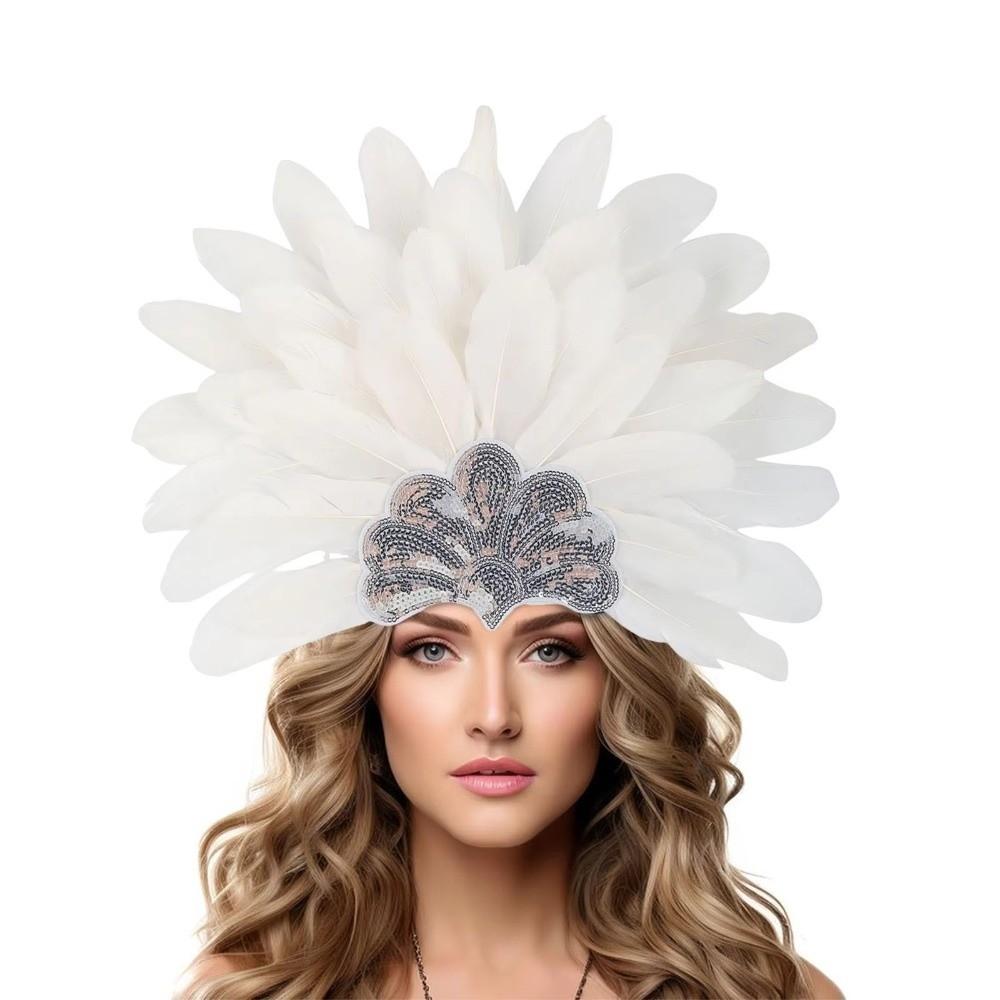 Brazilian Carnival Feather Headpiece Stage Performance Feather Headdress  Hawaiian Party Accessory