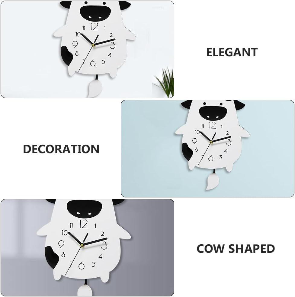 Cartoon Cow Acrylic Swinging Wall Clock - Silent Creative Decor