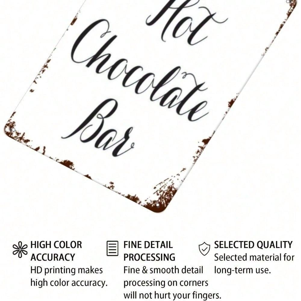 1pc Vintage Hot Chocolate Bar Metal Tin Sign 8x12 Inch Retro Rustic Wall Art Cafe Decor