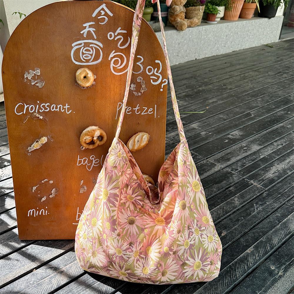 Chic Floral Corduroy Crossbody Bag For School And Casual Use Everyday Style