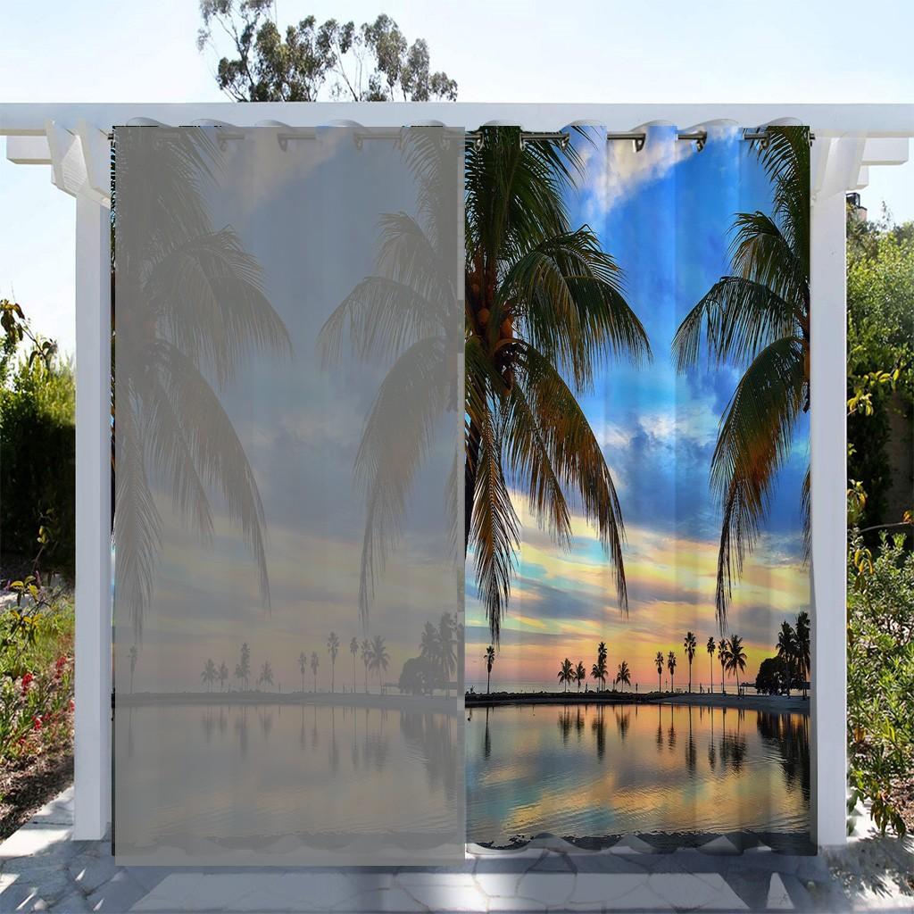 

Окно Пейзаж Водонепроницаемый Уличный Шторный Светофильтр Полиэстер Садовая Штора Для Патио Крыльцо Беседка Декор Включает Крючок W200H270&Grommet Top