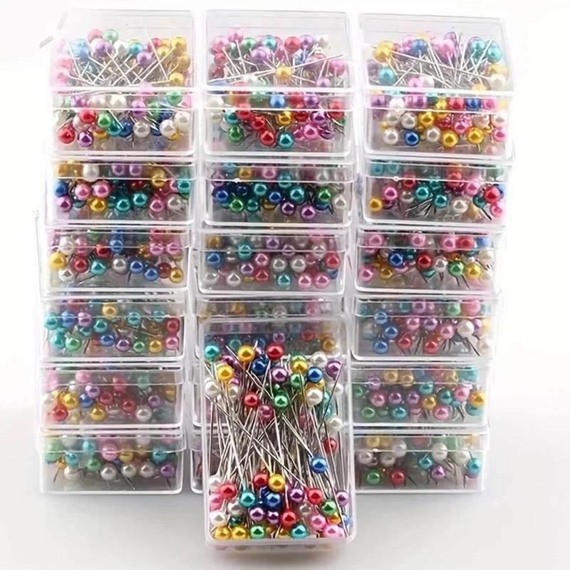 100 Pezzi Aghi da Cucito alla Moda con Testa in Vetro Colorato/Ceramica Spille per Cucito Aghi da Maglia Fissaggio Cucito Spilla di Sicurezza Fai da Te