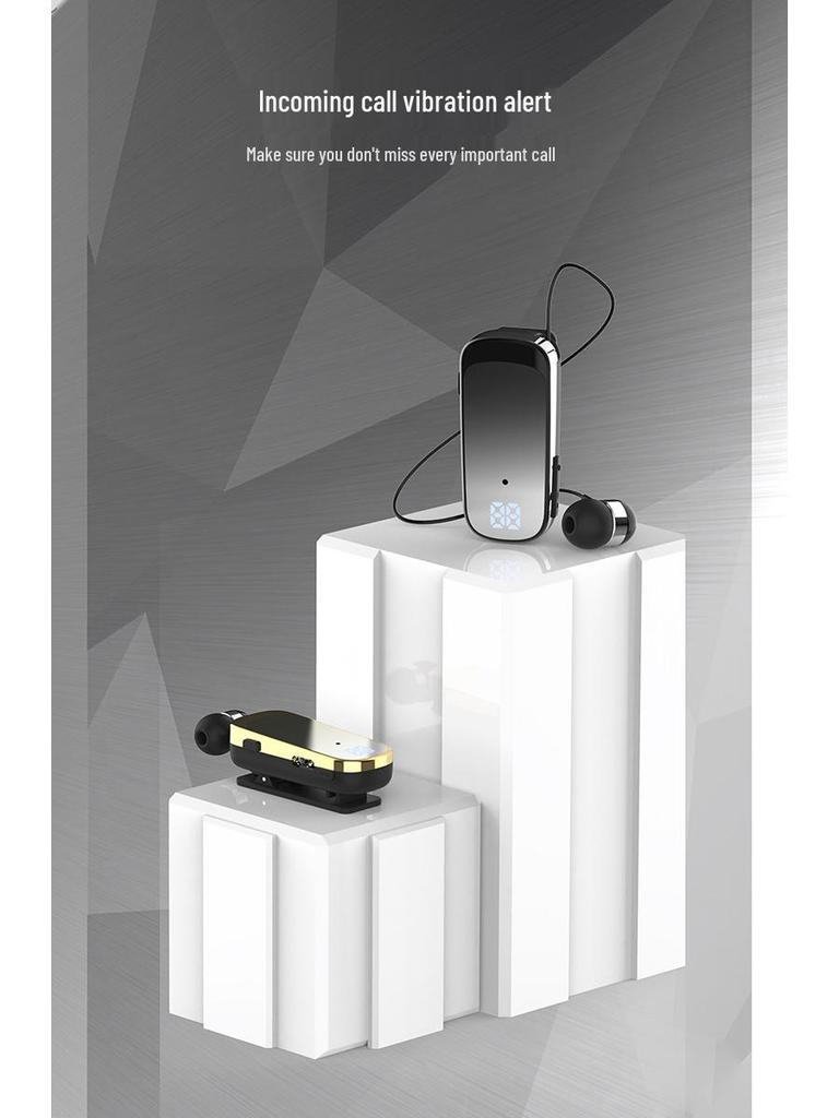 Clip-on Bluetooth Earbuds for Calls & Music, 20-Hour Battery, Incoming Call Number Broadcast