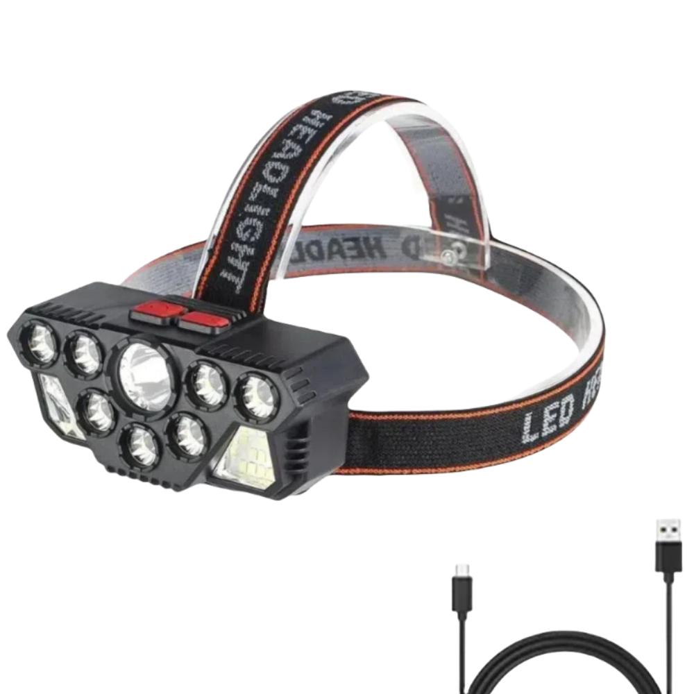 

8 Предупреждающих огней Налобный фонарь Регулировка под разными углами Мощный свет Светодиодный налобный фонарь Переключаемый режим Супер яркий налобный фонарь для ночной рыбалки синий