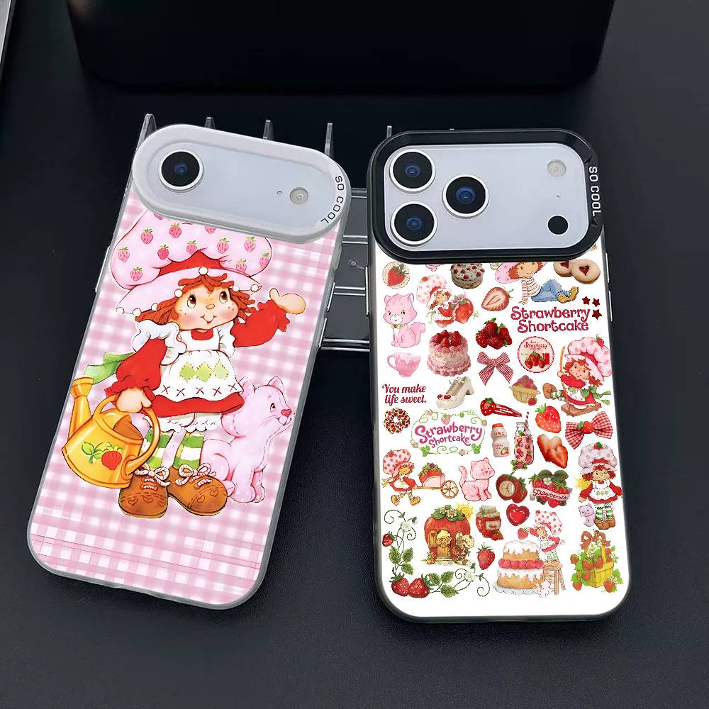 Strawberry Sh-SHortcakeS phone case for iPhone 17 17Air 16 15 14 13 12 11 Pro Max Plus Colorful Silver