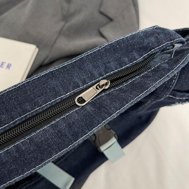 Large Capacity Canvas Bag Crossbody Bag Messenger Bag College Students Denim Shoulder Bag