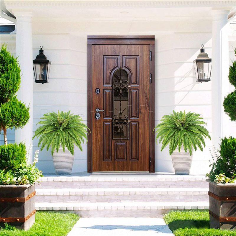 A84X-4X Artificial Ferns For Outdoors & Indoors,Large Faux Ferns Fake Boston Fern Plant For Planter Garden Porch Entrance B