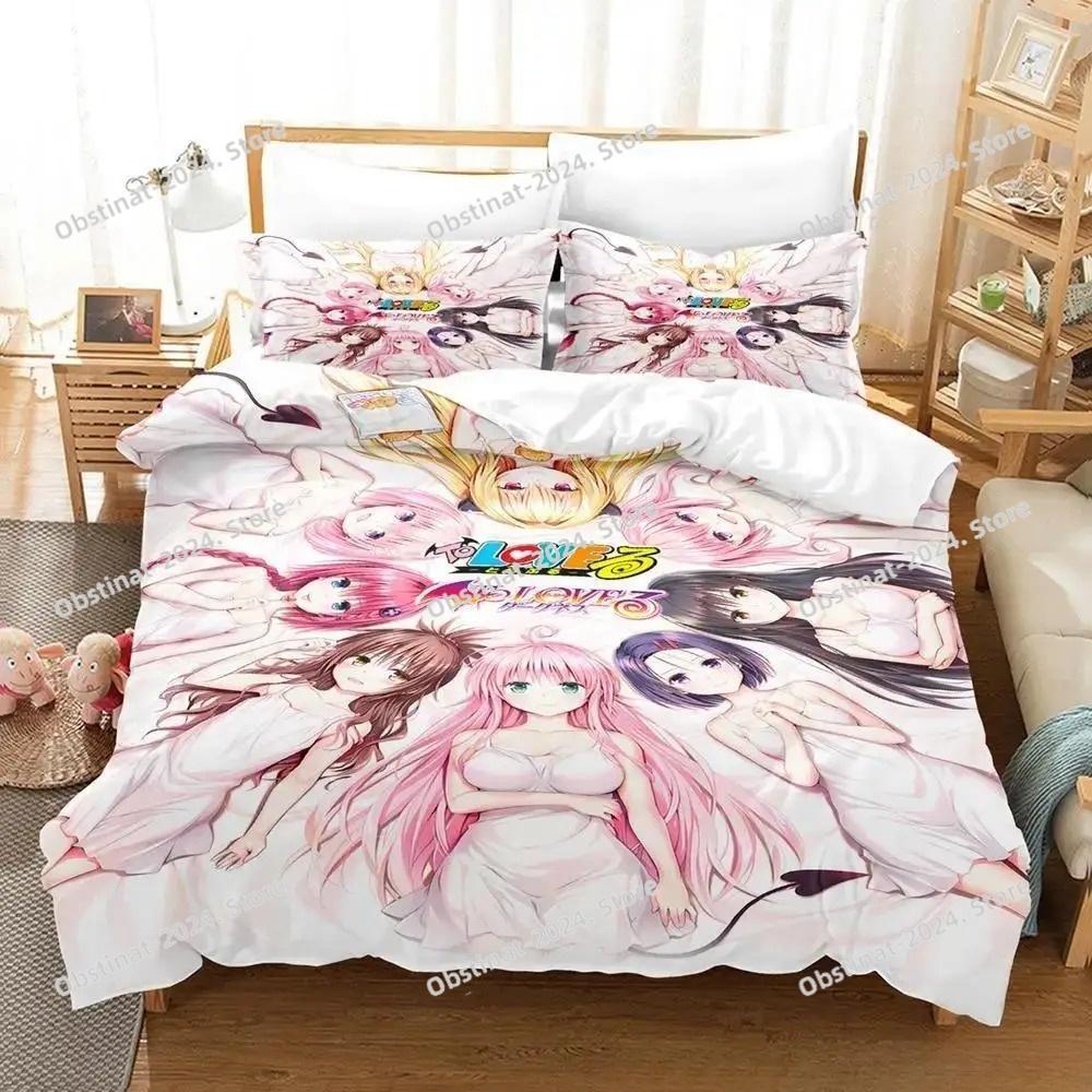 Anime Yami To LOVE Ru Bettwäscheset Bettbezug Bettset Steppdecke Kissenbezug Bettdecke King Queen Größe Jungen Erwachsene Heimtextilien