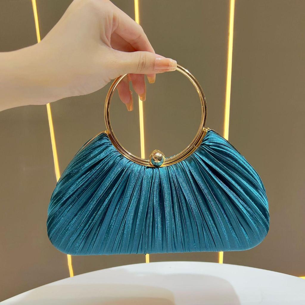 "Pleated Evening Handbag: Small Crossbody for Banquets & KTV"