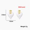 White Enamel Heart Pendants Women Hanging Earrings Gold Metal Top Dangle Earrings Temperamental Heavy Love Heart Decor