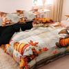 3 Pieces Rustic Farmhouse Fall Print Duvet Cover Set, Vintage Wooden Plank Cute Gnomes Pumpkin Maple Leaves Pattern Bedding