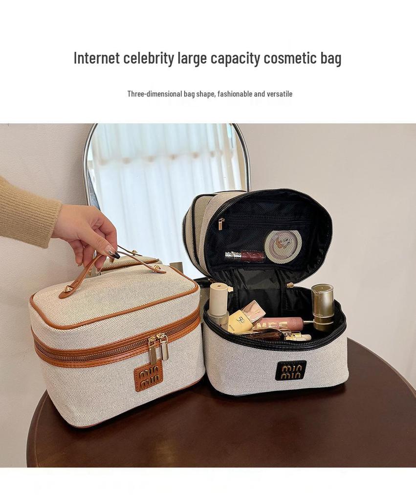 2024 Trendy Large-Capacity Metal Label Makeup Bag Organizer