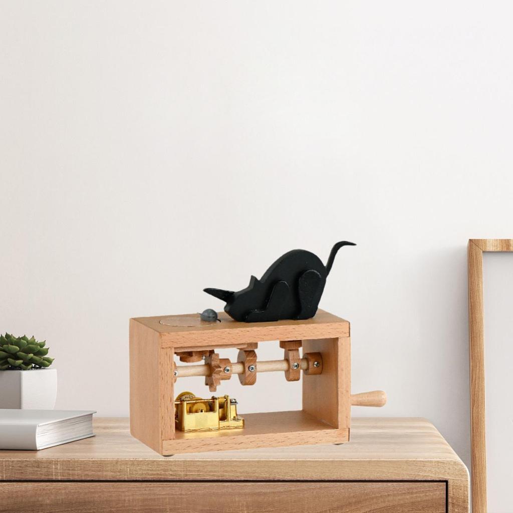 Hand Crank Music Box Novelty Unique Hand Operated Wooden Musical Box Decor for Colleague Friend Classmate Family Birthday Gifts