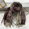 Soft waxy and thick plaid imitation cashmere scarf for women, warm fringed shawl in winter, couple scarf tide