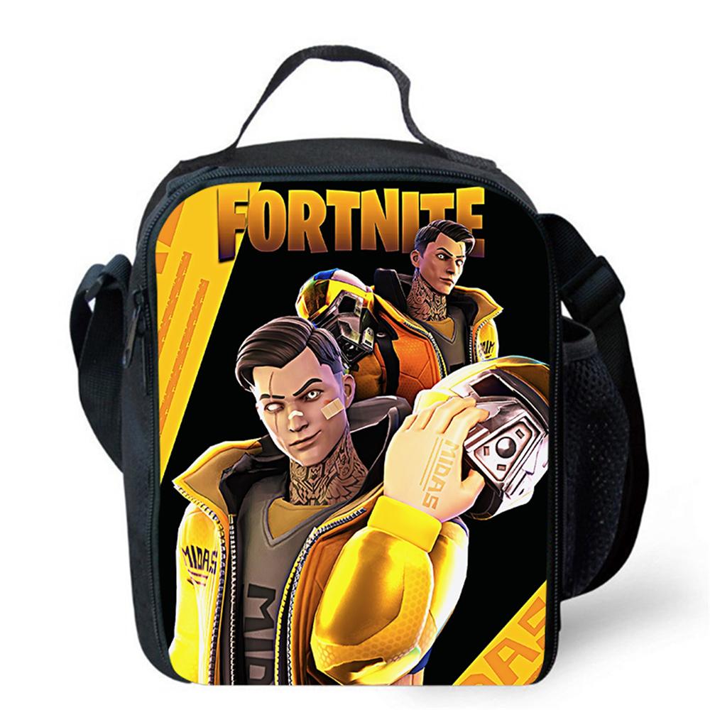 FORTNITE Cartoon Children's Picnic Bag, Kids Insulated Cooler Lunch Bags Cute Portable Lightweight, For Boys & Girls Ages 5-10.