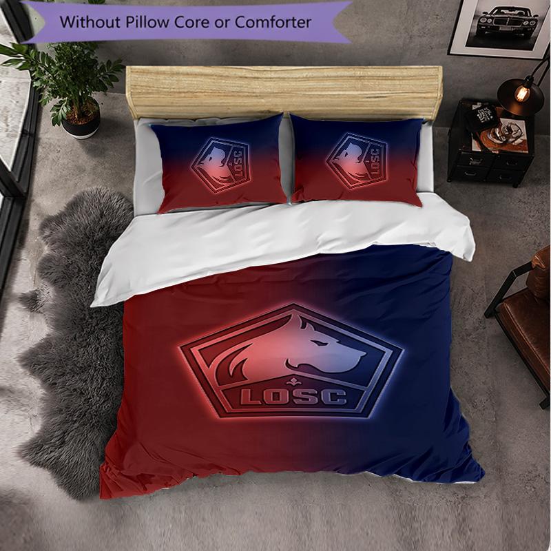 LOSC Lille FC Themed Bedding 3Pcs Duvet Cover Set Decorative Bed Linen For Teen Room Home Decoration
