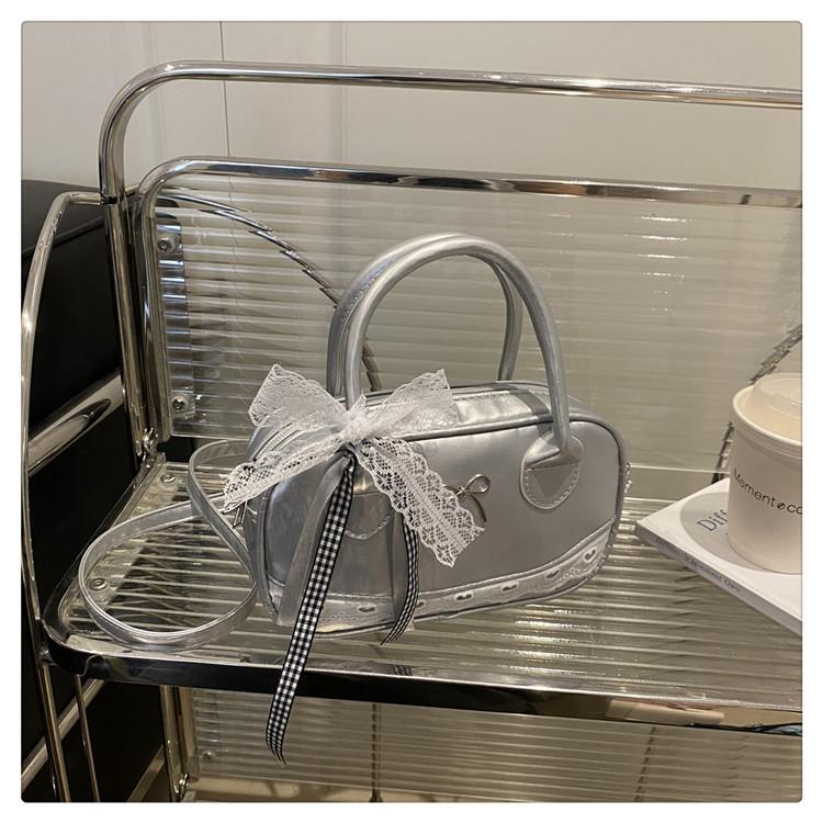 Niche Versatile Cute Lace Portable Boston Bag Women's 2025 Summer New High-end Shoulder Messenger Bag