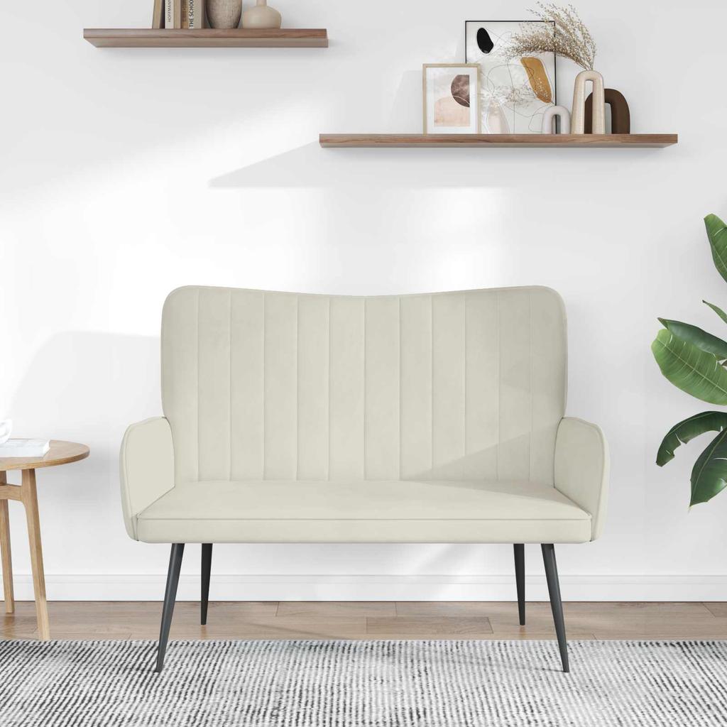 2 Seater Sofa Cream 115 x 61 x 87 cm Velvet (V)