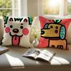 Cute Color Dogs Pillow Case Sofa and Living Room Decorative Cushion Covers Dust-proof and Mite-proof Invisible Zipper