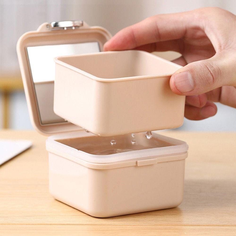 Sealed 2 In 1 False Teeth Box Double Layer Mouth Guard Box Denture Bath Container Denture Soaking