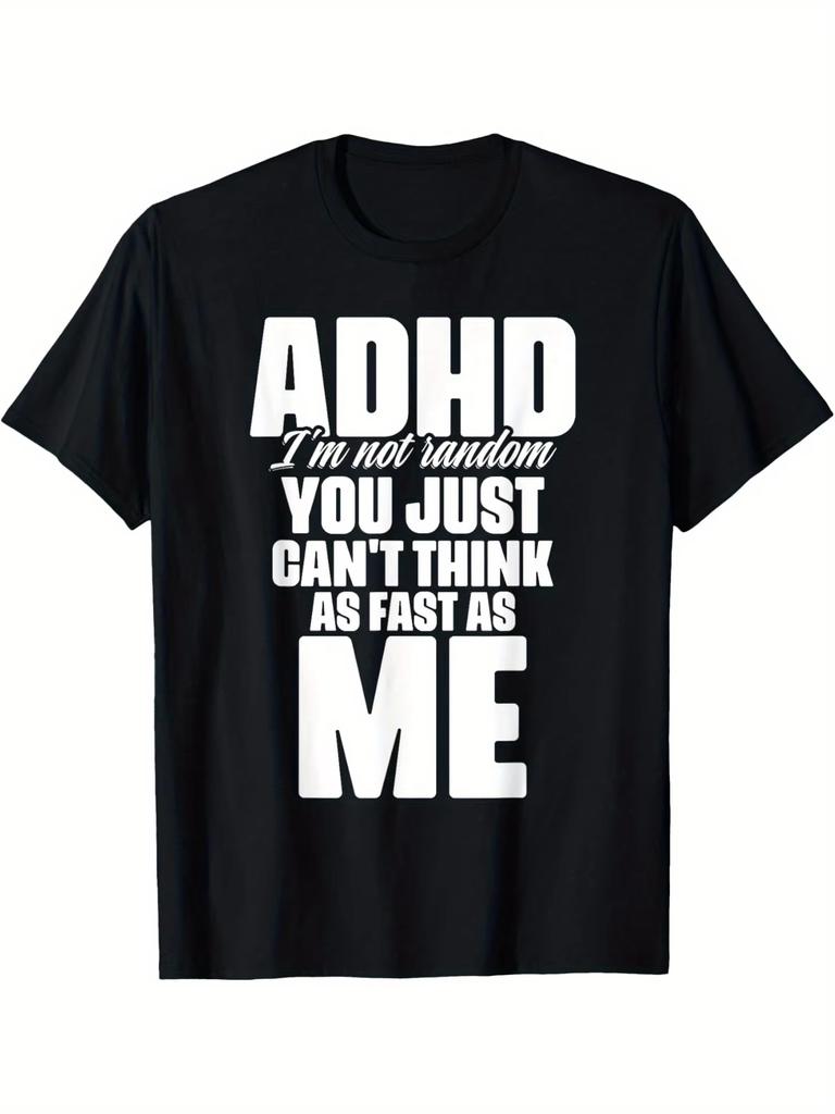 ADHD Awareness Unisexs Black TShirt Short Sleeve Tee Comfortable Crew Neck Regular Fit Casual Wear