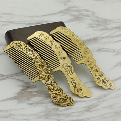 Peine de Cobre de Pavo Real Decoración de Tocador para el Hogar Vintage Latón Puro Figuras Peine para Maquillaje Cabello Artesanías Hechas a Mano Regalos