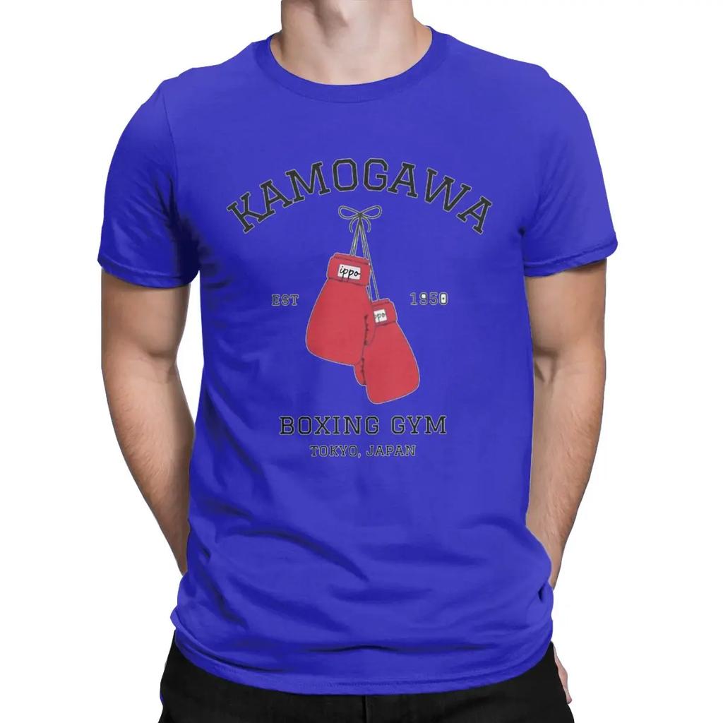 Kamogawa Boxing Gym T-Shirt Men Hajime No Ippo KBG Vintage Pure Cotton Tee Shirt O Neck Short Sleeve T Shirts Gift Idea Tops