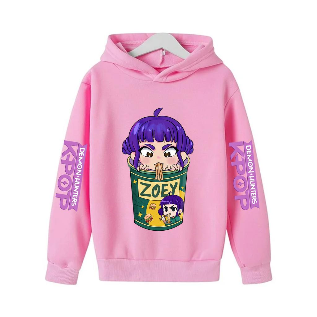 Autumn Kids Long Sleeve K-Pop Demon Hunters Hoodie, Soft Fleece Sweatshirt, Warm Casual Outerwear for Boys and Girls