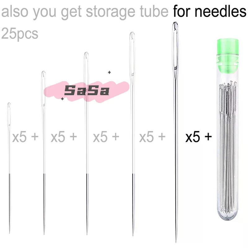 25Pcs Large Eye Stitching Needles Set for Handmade Leather Yarn Knitting Sewing Tools Steel Sewing Needles