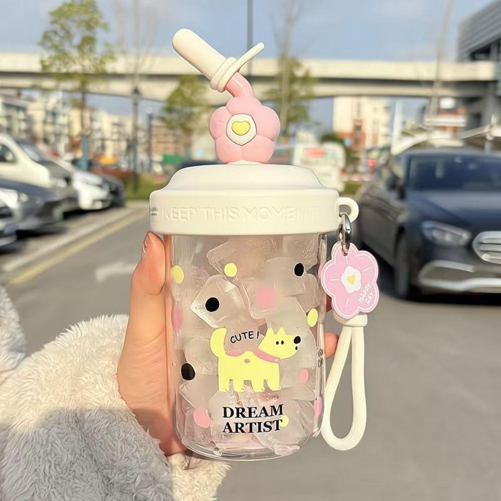 

High-capacity Water Bottle Heat-resistant Straw Bottle Cute Tea Kettle Fruit Juice белый