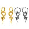Personalized Coiled Snake Earrings Retro Punk Striped Stainless Steel Ear Loops Piercing