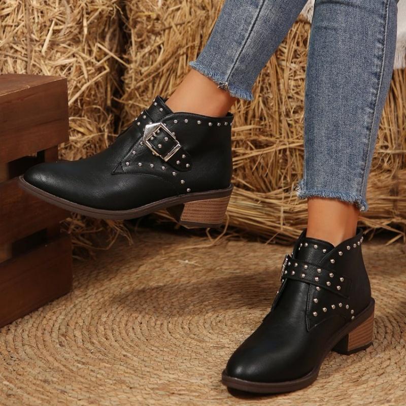 Fashion Fall-winter 2025 Fashion Plus-size Chelsea Boots for Women Studded and Buttoned Casual Ankle Boots for Women