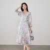 SOFSIL Women's Printed Lantern Sleeve Midi Dress