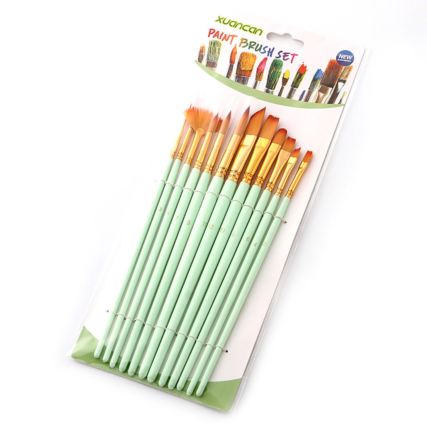 

12pcs Paint Brushes Set Kit Multiple Mediums Brushes with Nylon Hair for Artist Acrylic Aquarelle Gouache Watercolor Oil Painting for Great Art Drawin
