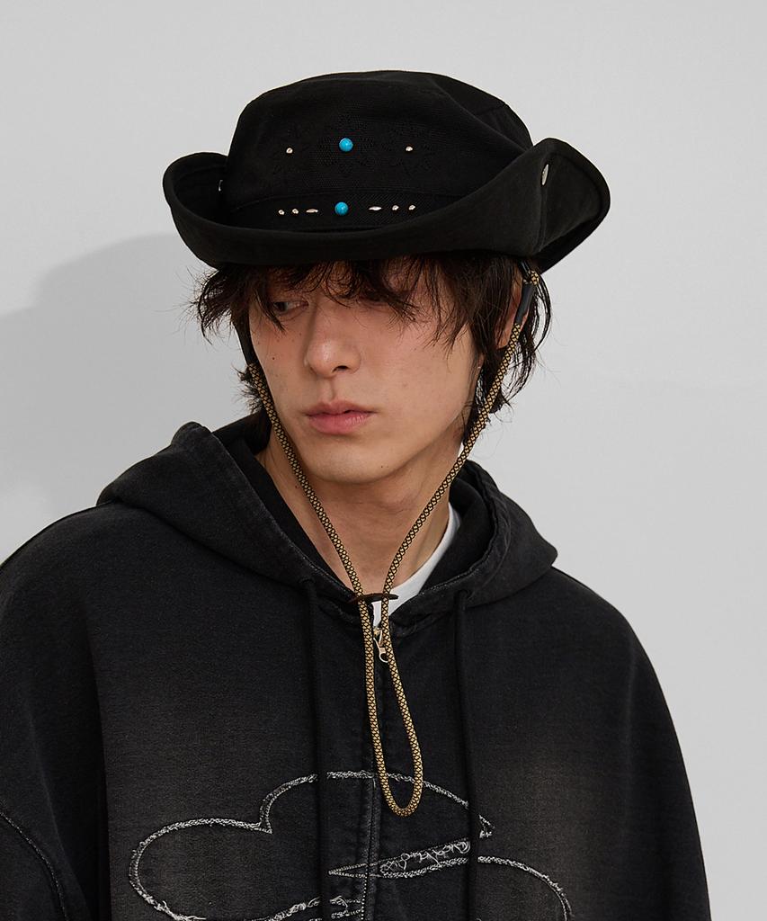 HOODHOOD Studded Boonie Hat Black