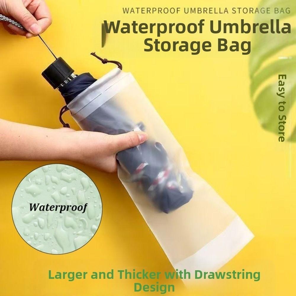 Translucent Collapsible Umbrella Cover Oxford Cloth Multi-purpose Waterproof Reusable Travel Bag 13*33cm Drawstring Pouch