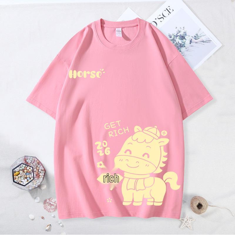 2026 Year of the Horse Red Parent-Child Festive T-shirts for Family of Three or Four