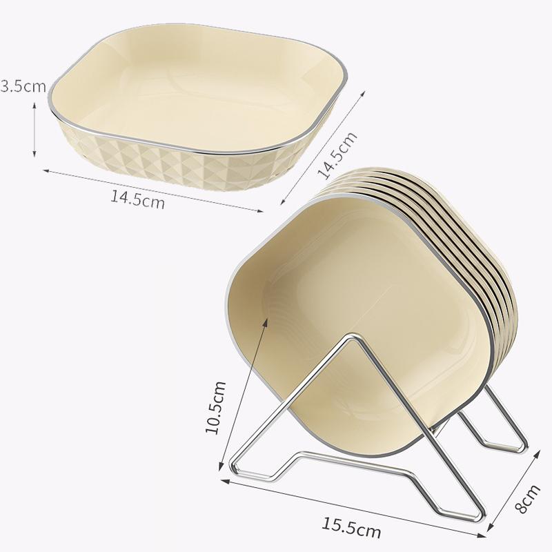 8 pezzi Piatto di plastica Vassoio Piatto da frutta e dessert Piatto per contorni domestico Piatto per insalata di verdure Ciotola per pasticceria Set di posate