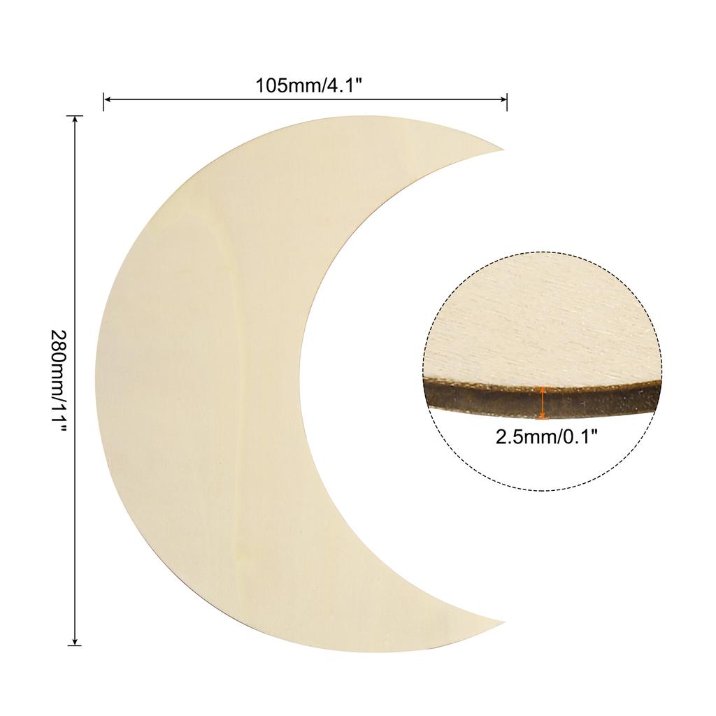 5/10/20/50/100pcs Wooden Moon Unfinished Wood Moon Blank Wooden Cutouts Ornaments Natural Wood Pieces for Christmas Party Craft