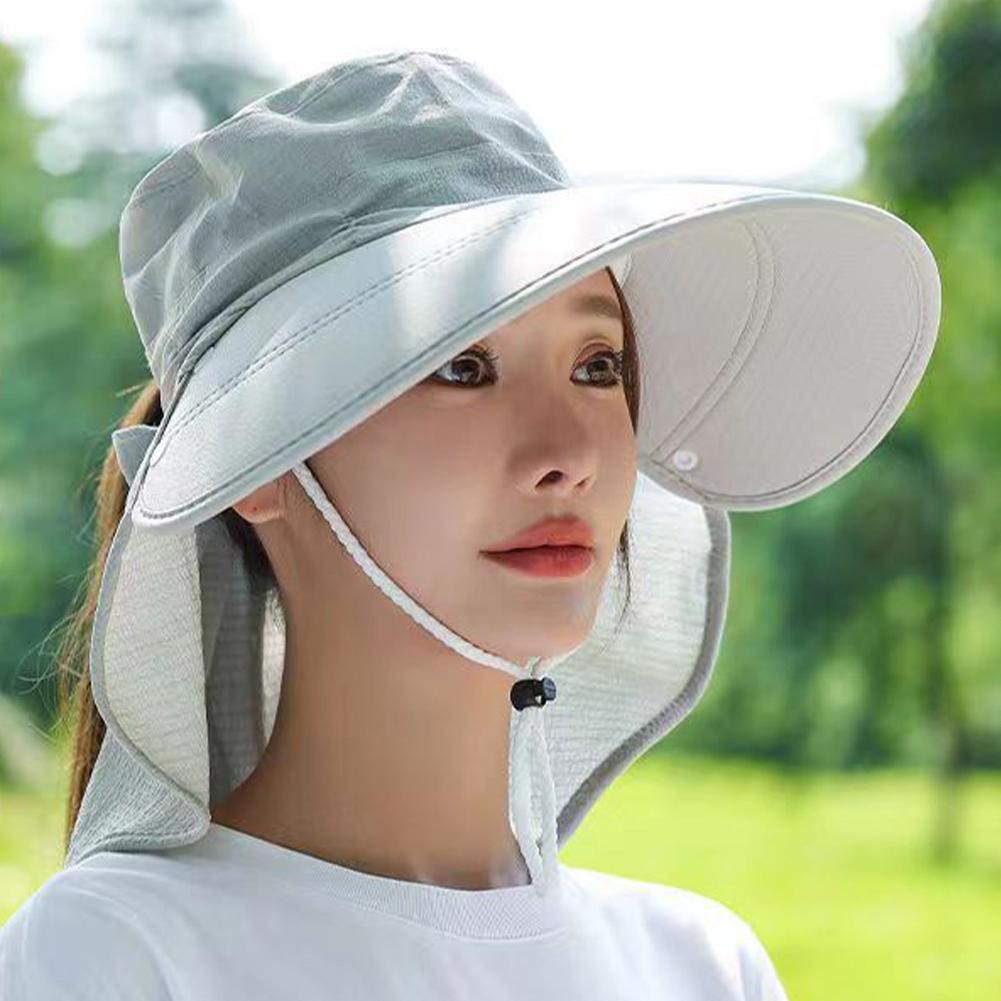 1Pc Summer Sun Hats UV Protection Outdoor Fishing Cap for Women Hiking Camping Working Visor Bucket Hat Removable Fishing Hat